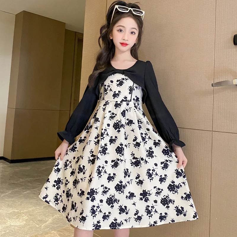 Vestido Decorado Con Flores De Manga Larga Para Niñas | Meses Sin Interés