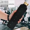 BPA Free Water Cup Outdoors Sports Water Bottle Frosted Plastic Space Cup with Time Scale 1000ml Large Capacity Tumbler 3