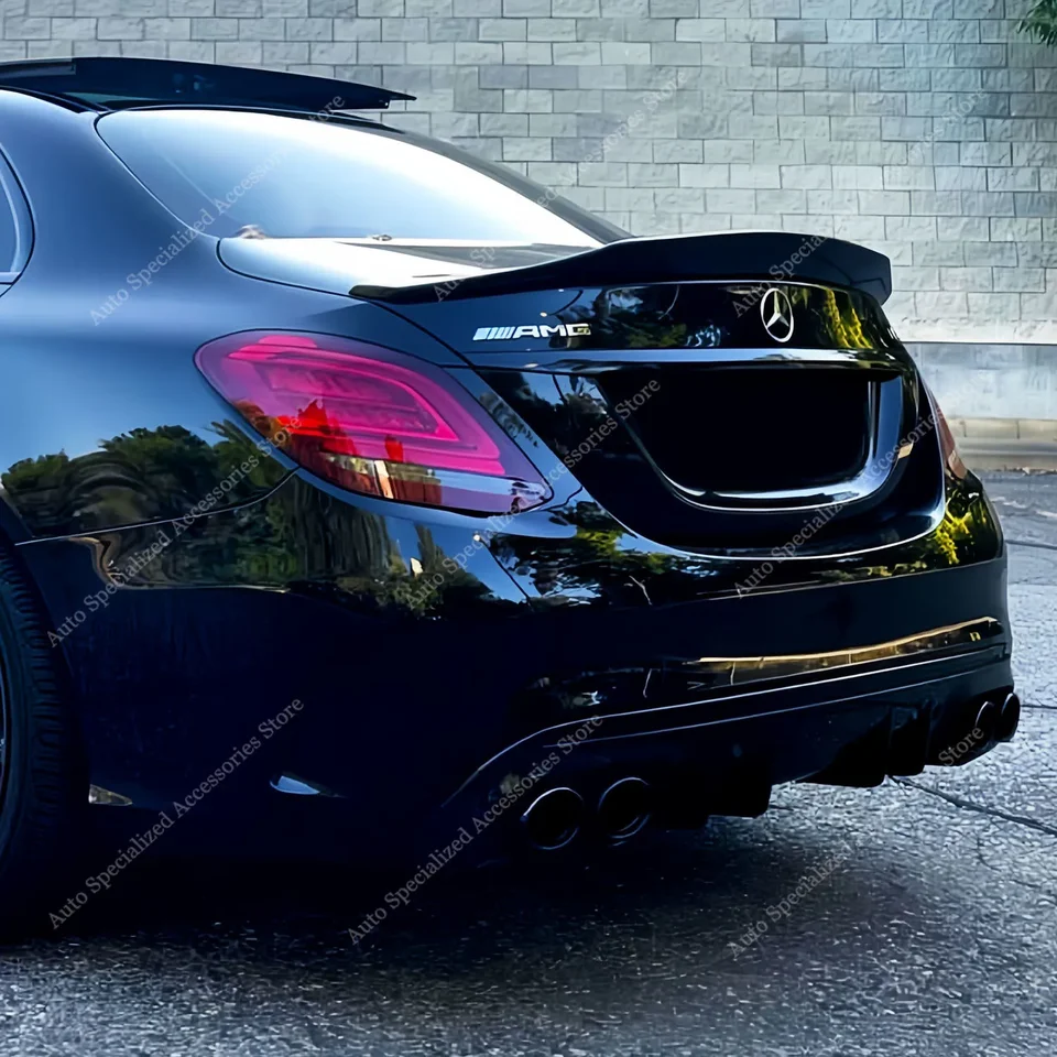 Gloss Black Spoiler Lip For 2015-2021 Mercedes C-Class W205 – ABS, No Drilling
