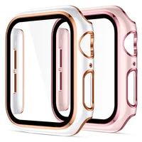 Housse pour Apple watch, 44mm 40mm 45mm 41mm 42mm 38mm, accessoires PC, protecteur d'écran en verre trempé, série iWatch 7 8 5 6 SE 2