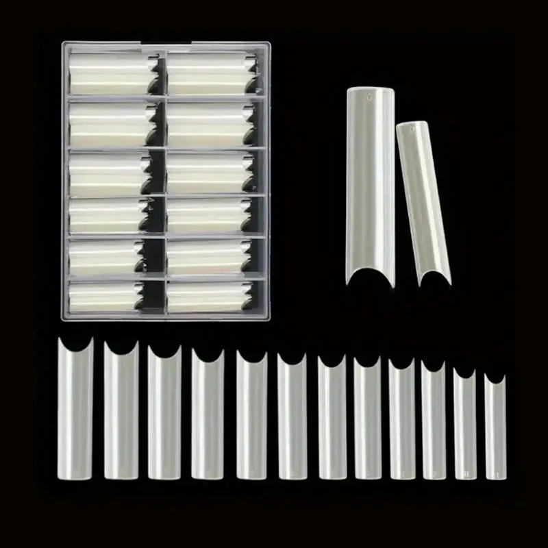 Nail Tips 240 Clear Fake Toenail Artificial Coffin Tip Half Cover Acrylic