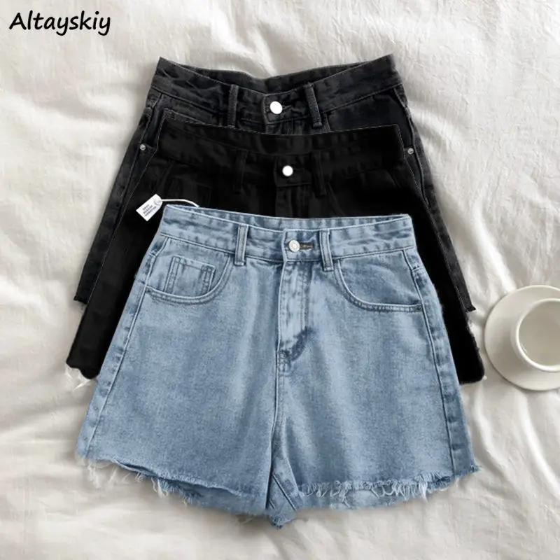 

Женские джинсовые шорты с завышенной талией, винтажные мешковатые универсальные простые Стильные Модные летние шорты в стиле преппи в стиле ольччан «сделать старое»