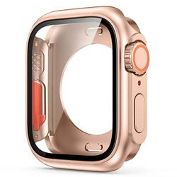 Durable Hard PC Screen Protector Cover for Apple Watch - Front and Rear Bumper Case (Rose gold)