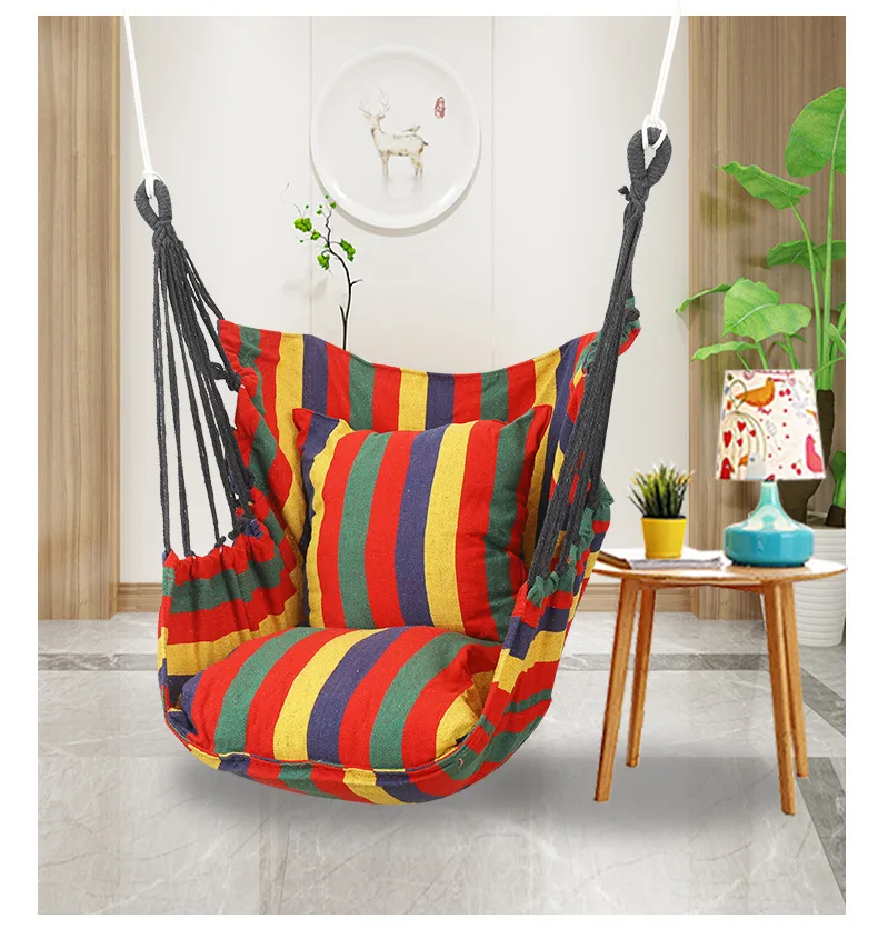 Description Picture 3 of itemCanvas Hanging Chair College Student Dormitory Hammock with Pillow Indoor Camping Swing Adult Leisure Chair Hanging Swing