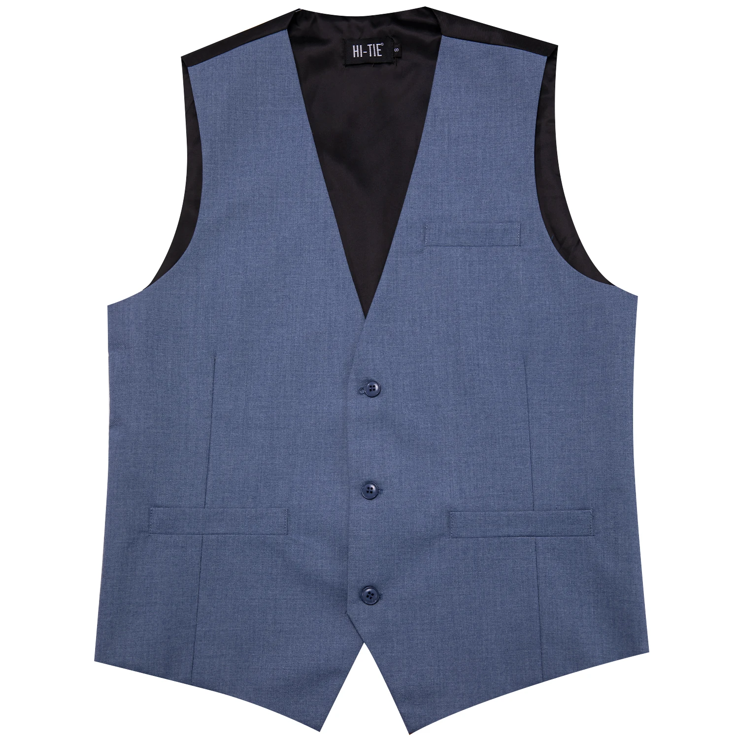 Hi-Tie Formal Men's Silk Vests Classic TR Slim Waistcoat Neck Tie Hanky Cufflinks Brooch Set for Men Suit Wedding Party Designer