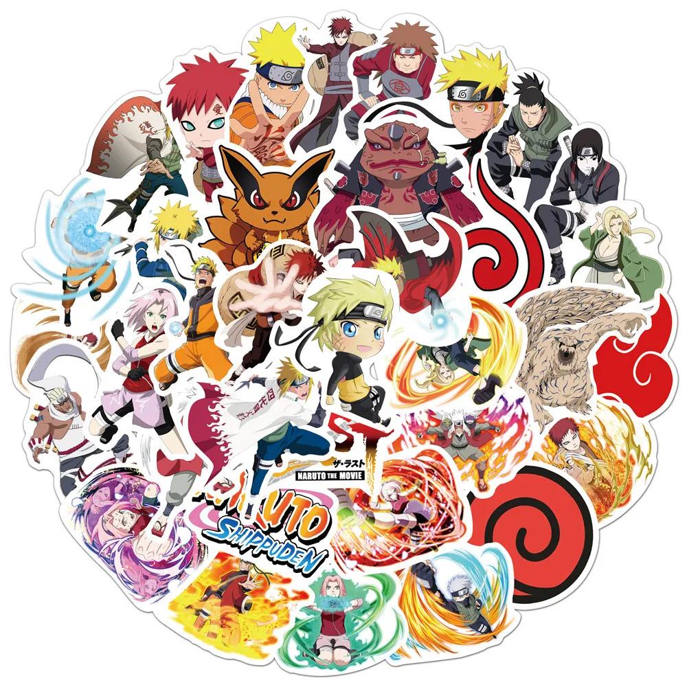 50Pcs Naruto Stickers Not Repeating Uzumaki Naruto Kakashi Uchiha Sasuke Itachi Kawaii Cartoon Waterproof Stiker Toys 3