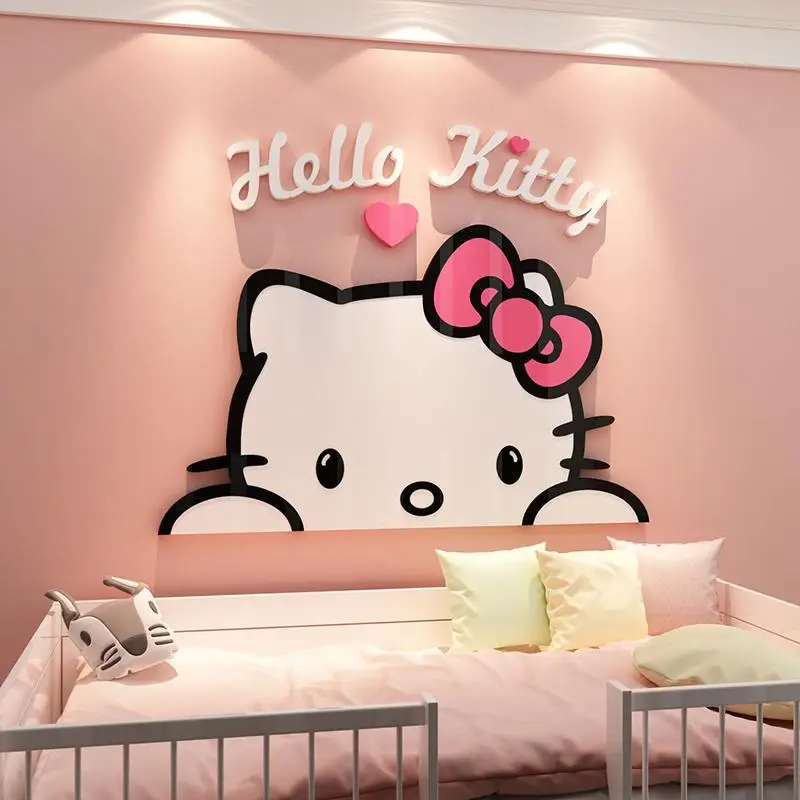 DIY Self-assembly Cartoon Sanrio Acrylic Wall Sticker Hello Kitty Melody  Kuromi Cinnamoroll Wall Sticker Kids Room Wall Decor - AliExpress