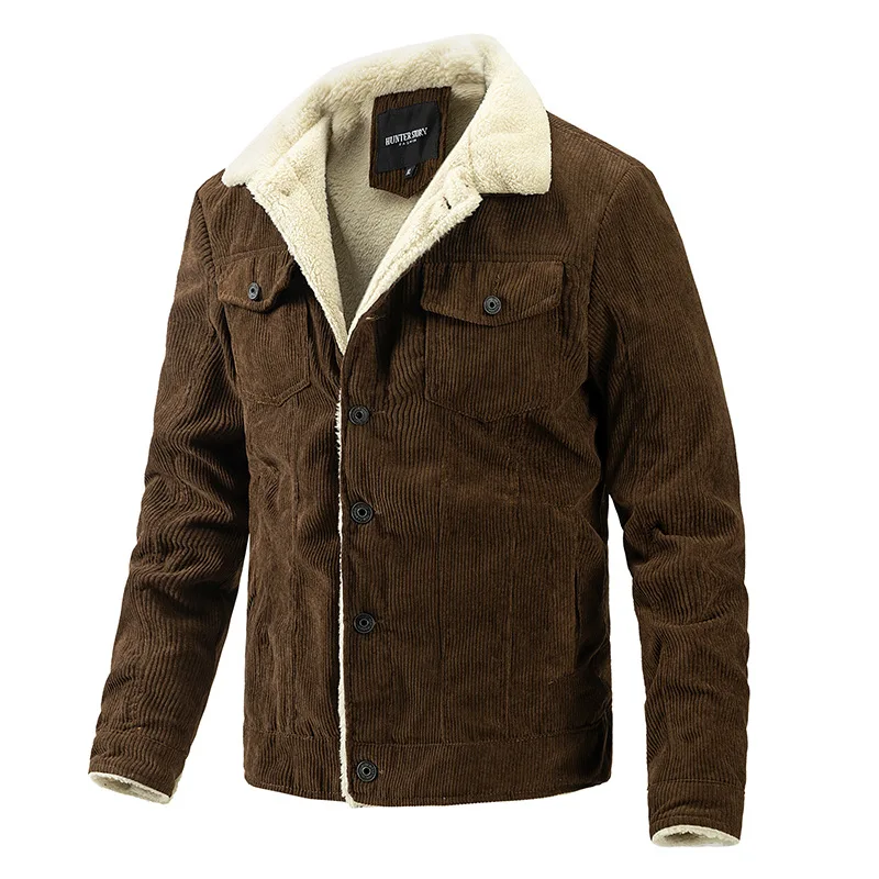 

Autumn Men's Jackets and Coats Solid Color Vintage Corduroy Faux Lambswool Thick Warm Jaqueta Winter Male Clothing Outfits C5354