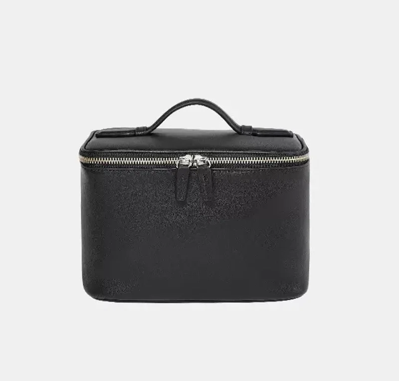 CLAREGQI Women's Genuine Leather Cosmetic Bag Large Capacity Portable Travel Makeup Organizer Case with Top Handle 5