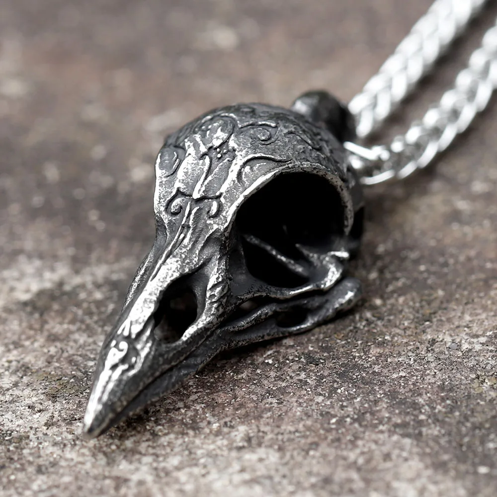 Moda Nordic Viking Raven Ciondolo In Acciaio Inossidabile Crow Prepotente Collana A Catena Viking Punk Men Jewelry Spedizione Gratuita