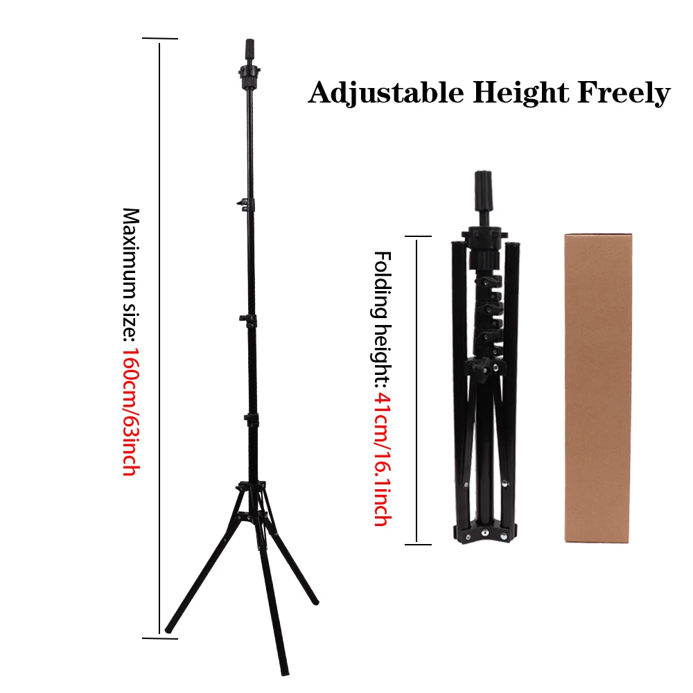 Canvas Block Head Mannequin With Adjustable Tripod Wig Stand_voghion.com