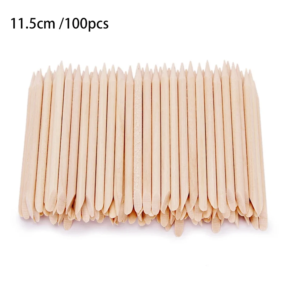 Nail Art Pusher 50/100pcs Orange Wood Sticks Cuticle Pusher Remover Rhinestones Dotting Removal Manicure Pedicure Care Tools