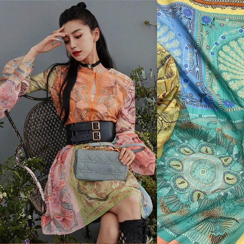 Natural 100% Cotton Tulle Digital Printing Fabric French C Brand Fashion Clothing Shirt Cloth Fabrics for Dress Sewing Per Meter |