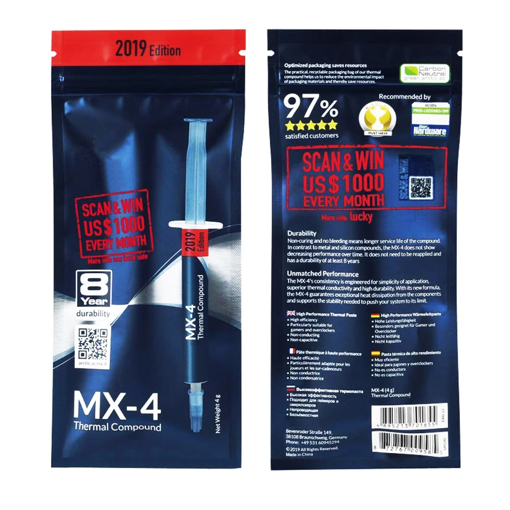 Pasta Composta Térmica Mx4 20g 8g 4g para Refrigeradores Dissipador de Calor Vga de Alta Qualidade para a Cpu Gpu