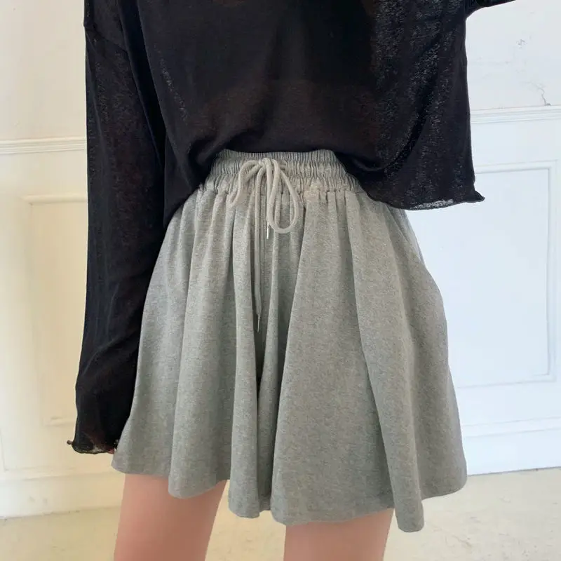 Summer New Sugihara Casual Cotton High Waist Wide Leg A-line Shorts Women's Sports Gym Home Sleeping Pants Skirt