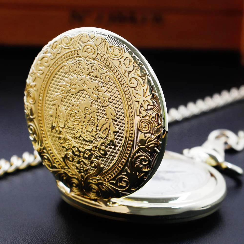 Vintage Gold Luxury Quartz Pocket Watch Women's Men Necklace Minimalism Personalised Pocket FOB Watch Unique Gifts reloj hombre
