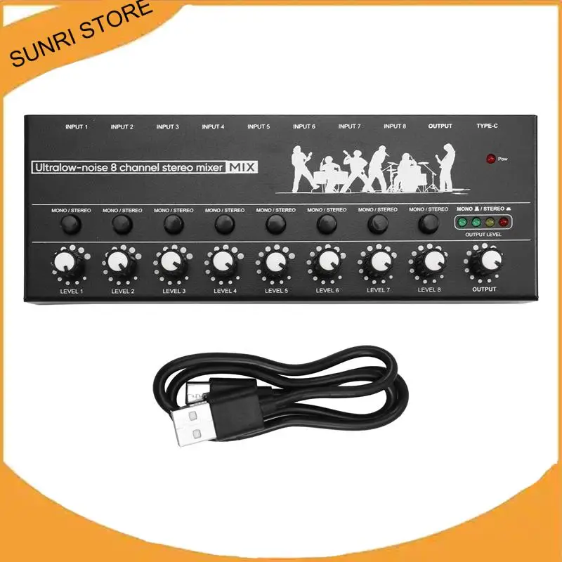 Professional 8-Channel Stereo Mixer Portable Sound Audio Mixer With Low-Noise Functionality For Recording Instruments