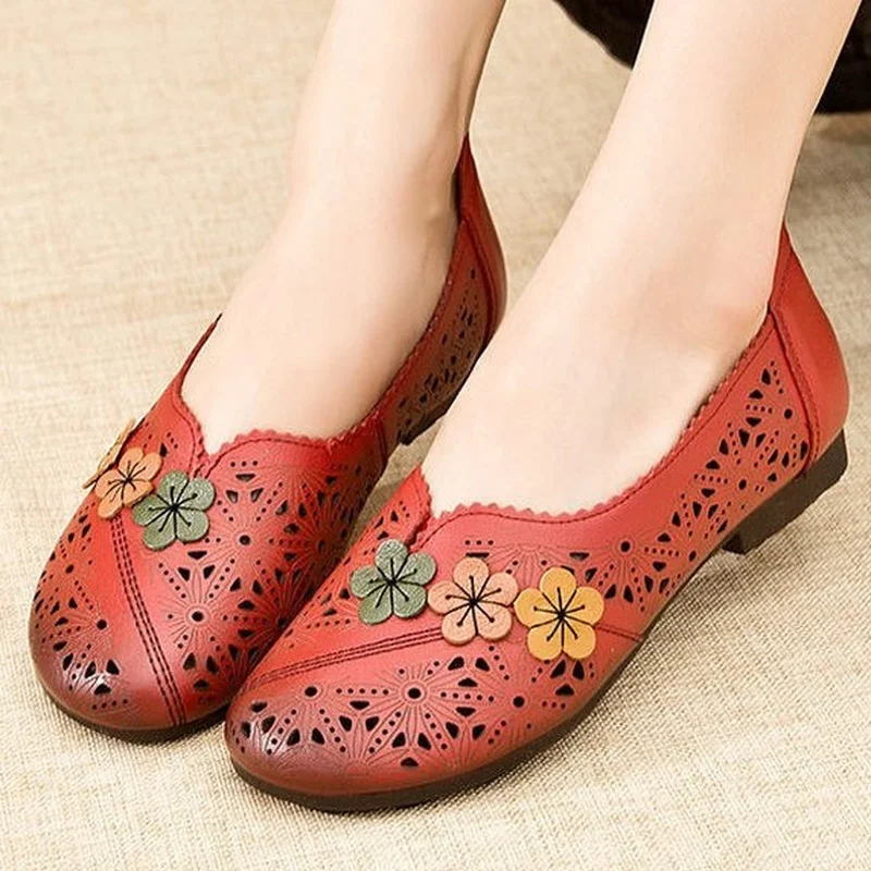 Retro Women's Flats 2022 Summer Hollow Soft Oxford Mom Shoes Women