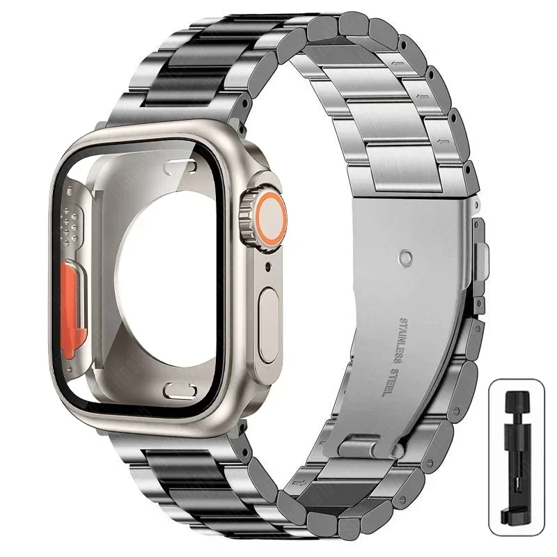 Premium Stainless Steel Watch Strap with Ultra Protective Case