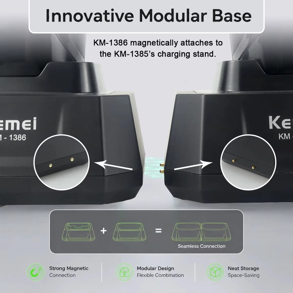 KEMEI 1386/1385 Professional Hair Clipper – Designed for Barbershops and Salons; Features Zero-Gap Blade for Fading, Detailed Styling, and Anti-Snag Performance