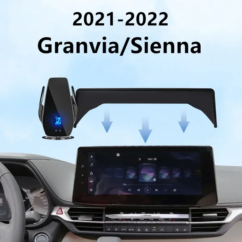 

For 2021-2022 Toyota Granvia Sienna Car Screen Phone Holder Wireless Charger Navigation Modification Interior 8/12.3 Inch Size