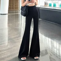Fashionable Extended Black Bell Bottoms Women's Spring Summer New Style Slim Fit Casual Micro Flared Pants Lengthened Floor-Leng