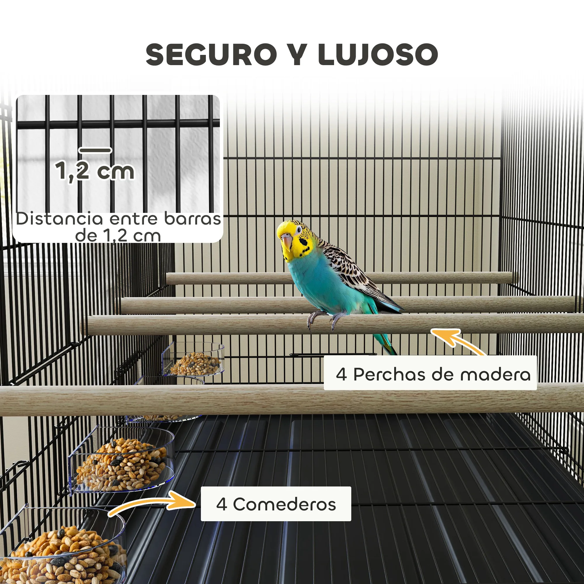 Cat Cage PawHut Birdcage For Canaries, Lovebirds Finches, Budgie - Main Image