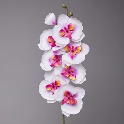Elegant Silk Orchid Arrangement - 8-Head Artificial Butterfly Orchid for Wedding and Home Decor (Purple White)