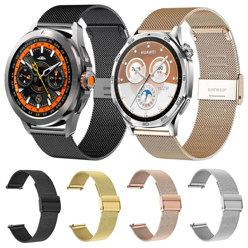 22mm Stainless Steel Mesh Watch Band - Premium Metal Strap in Silver