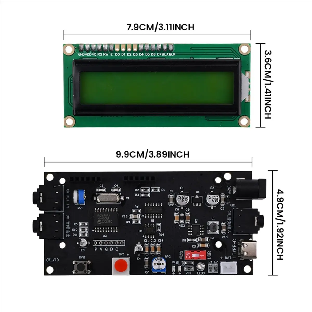 (A32M) DC 5-12V 500mA 무선 모스 부호 디코더 Cw 디코더 모스 부호 리더 모스 부호 변환기 디지털 LCD가 있는 햄 라디오