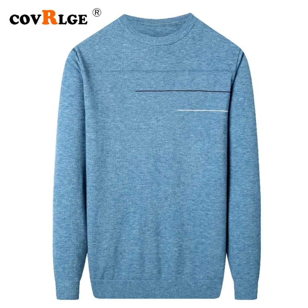 

Covrlge Autumn New Men's Round Neck Sweater Yarn-dyed Jacquard Business Knitted Elegant Gentleman Bottoming Shirt Male MZM212