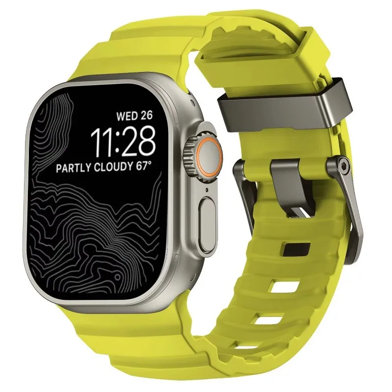 Luminous Sport Silicone & Titanium Metal Watch Band Bracelet