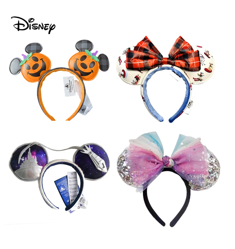 Disney Rainbow Bow Mickey Mouse Headband New Shanghai Disney EARS COSTUME Headband Cosplay Plush Adult/Kids Headband Gift