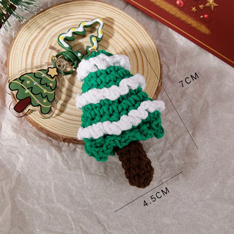Accattivante ciondolo a forma di albero di Natale all'uncinetto ornamento per interni auto portachiavi decorativo zaino retrovisore Decor