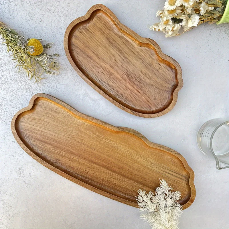 Japanese Style Wooden Tea Coffee Tray Fruit Dessert Candy Plate Food Dish Trays Tableware Wooden Food Tray