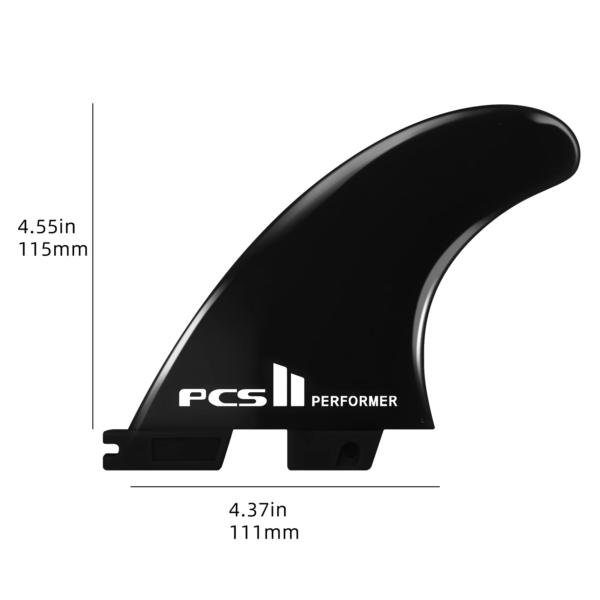 Double Tabs Fins II Medium Performer/Reactor Fiberglass Reinforced Polymer Surfboard Fins-Thruster (3 Fins) Double Blue/Black surfboard fin