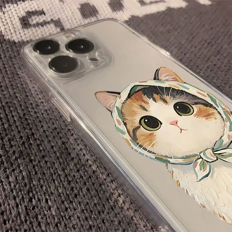 Cartoon Kitten Couple Transparent Phone Case - Cute Stylish Protective Cover