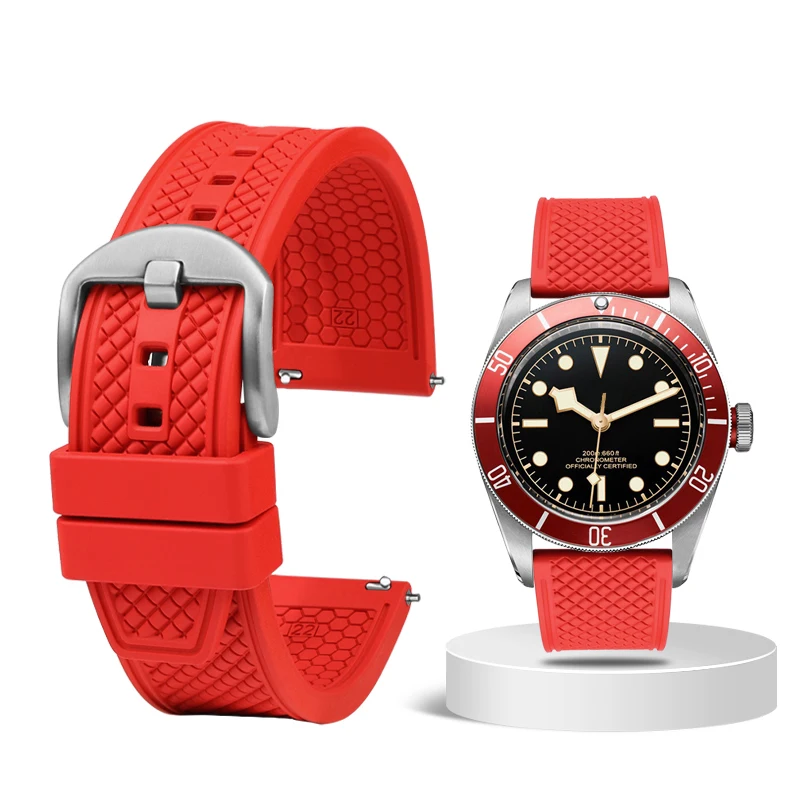 Universal Men's Silicone Dive Watch Strap – Fashionable Waffle Design in 20mm and 22mm Options