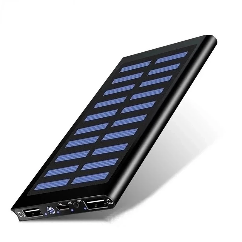 200000mah Solar Charger Power Bank 2 USB Ports LED Power Bank Battery External Solar Panel