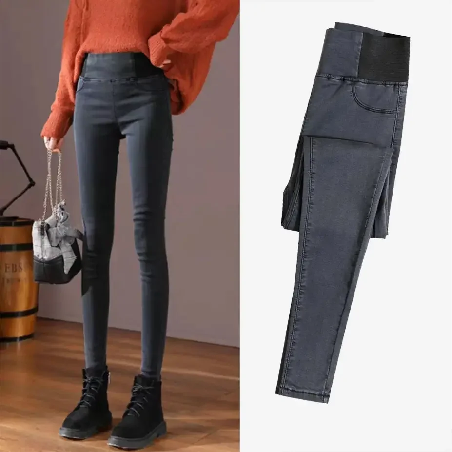 

Woman Jeans Pants Autumn Winter Black High Waist Tight Skinny Pants Pantalones Vaqueros Mujer