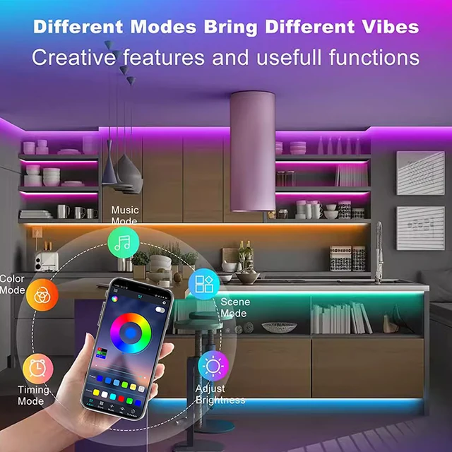 1-30M 5V USB Bluetooth LED bande lumineuse SMD 5050 5V RGB bande LED Flexible Bluetooth APP contrôle changement de couleur pour fond de télévision 4
