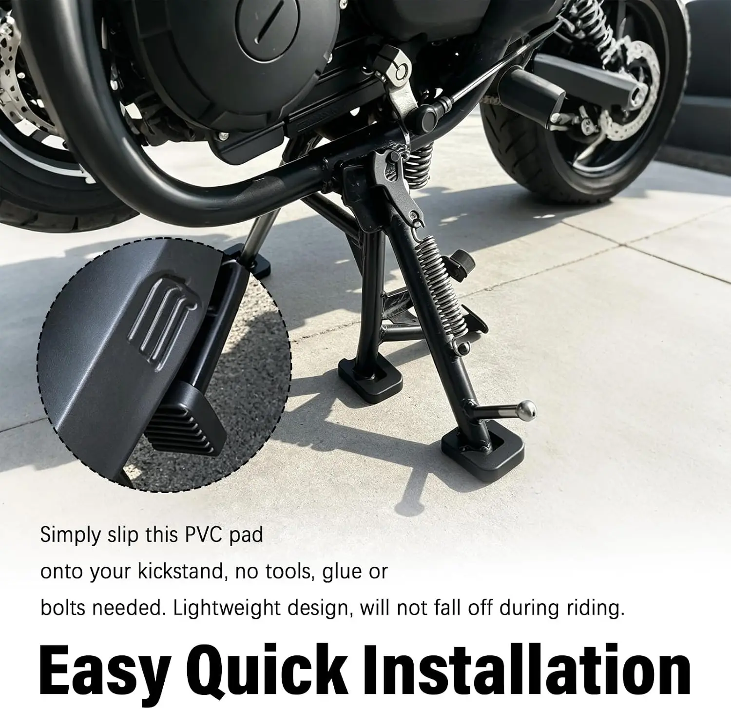 Motorcycle Kickstand Pad - Enhanced Parking Extender Foot Side Stand Extension Sleeve