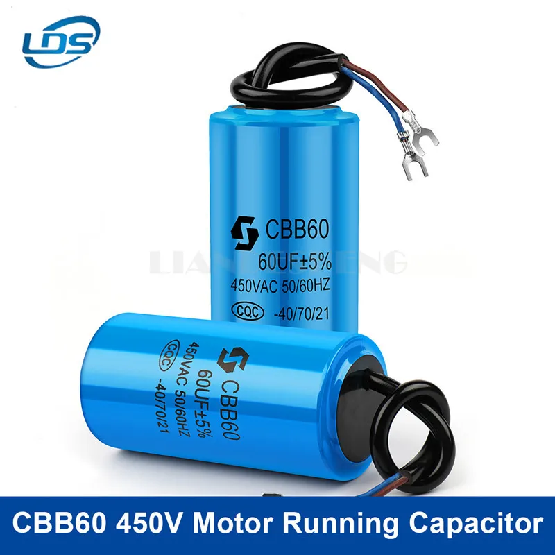 2Pcs CBB60 450V Motor Running Capacitor Series Water Pump Startup Capacitors Start Motor Run