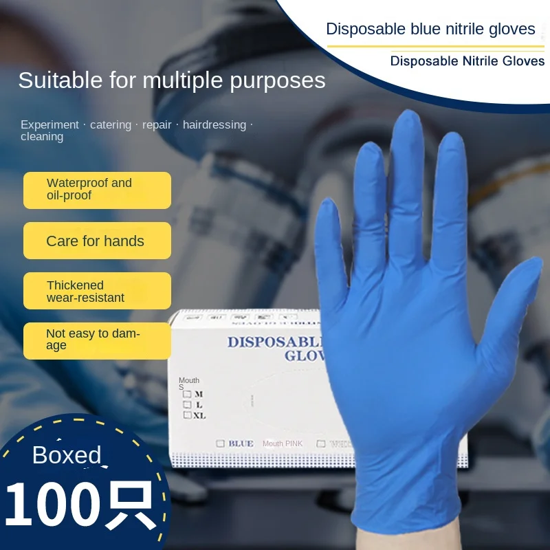 Disposable Nitrile Gloves Blue Food Grade Finger Hemp Gloves Labor