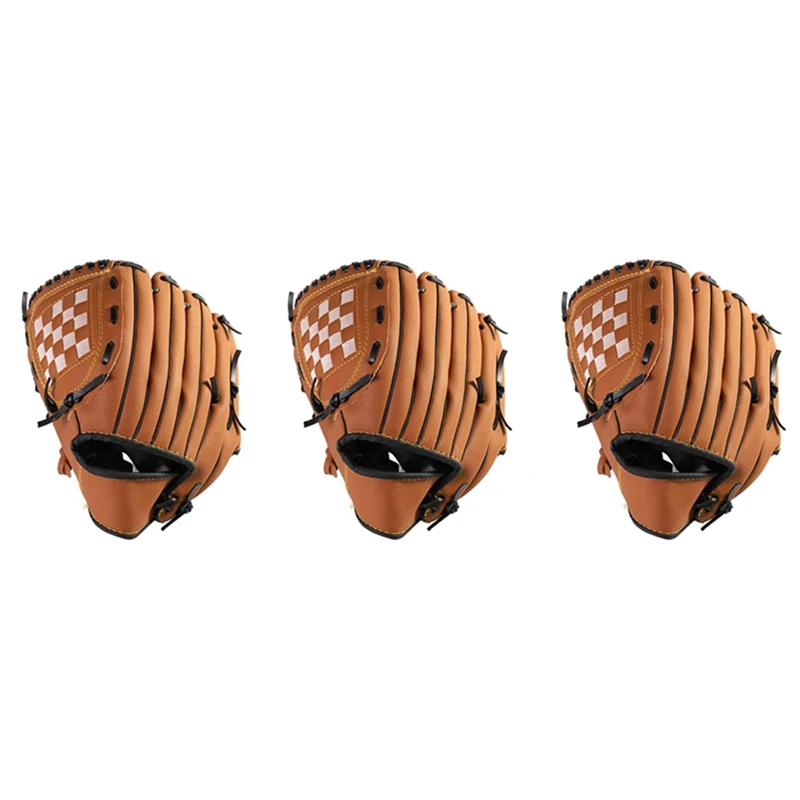 

3X Outdoor Sports Baseball Glove Softball Practice Equipment Right Hand For Adult Man Woman Train,Brown 11.5 Inch