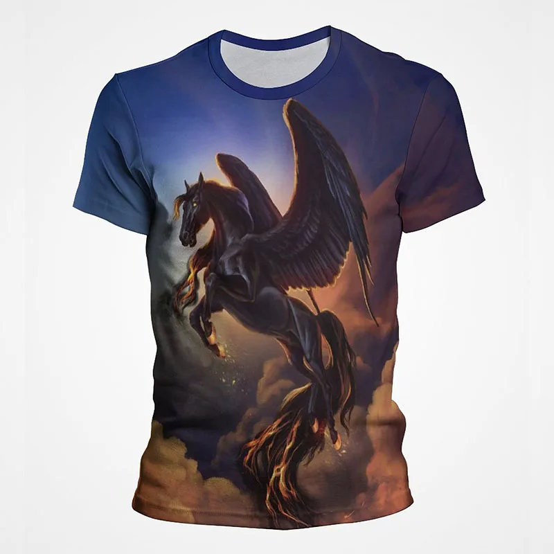 

Fashion 3D Horse Print T Shirt for Men 2022 Summer Funny Animal Print Top Short SleeveT-shirt Boy Girl Tops