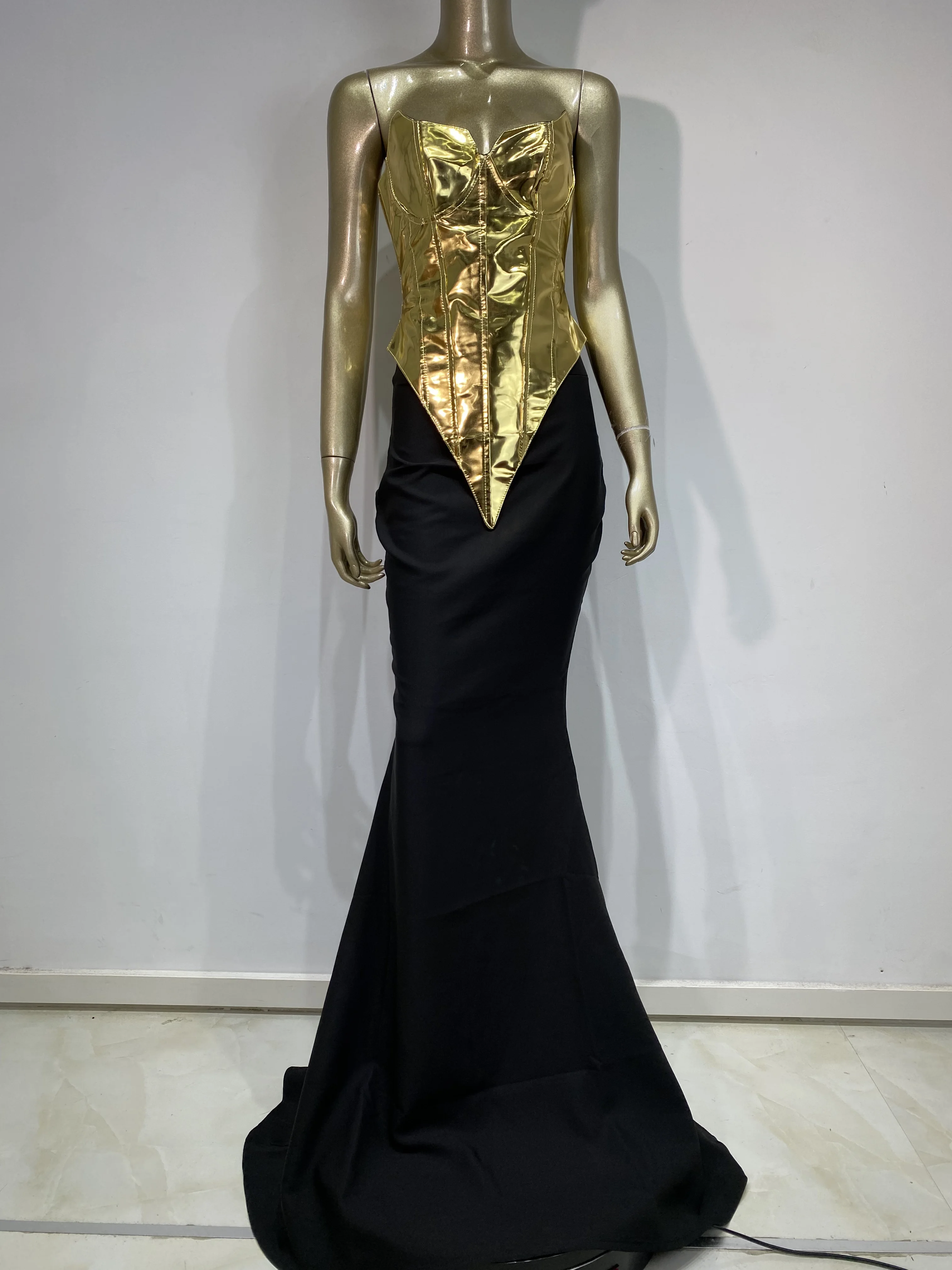 Women Celebrity Sexy Strapless Backless Gold Black Maxi Long Two Pieces  Skirt Set 2025 Elegant Evening Club Party Outfits - AliExpress 200000345