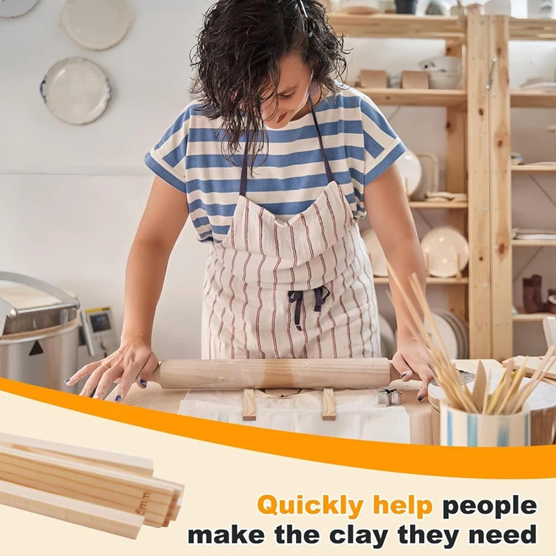 Pottery Rolling Pin Set-10 Pieces In 5 Sizes For Polymer Clay And Pottery Teaching Tools With Thickness