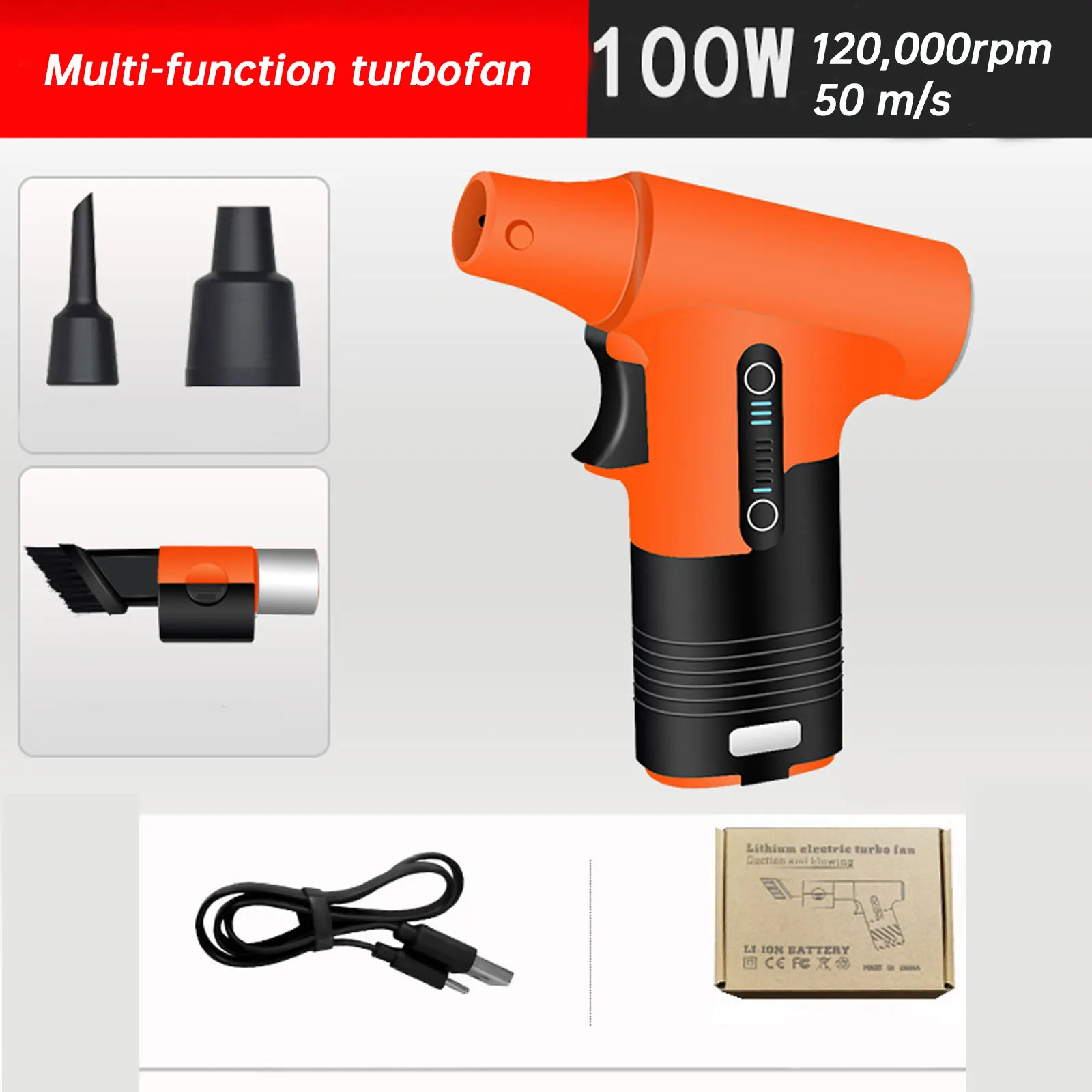 Brushless Motor Jet Fan 120,000RPM Turbofan High Power Dust Blower Compressed Air Duster Keyboard Cleaning Tool Type-C Interface futuknight multi functional double head slit brush car air conditioning outlet keyboard blinds cleaning dust scurbber fut051