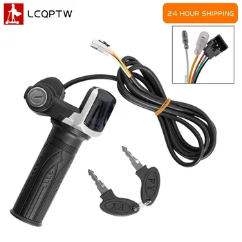E-bike impugnatura dell'acceleratore manubrio con serratura Ebike 36V 48V 60V bicicletta elettrica Scooter acceleratore indicatore di potenza chiave Display a LED